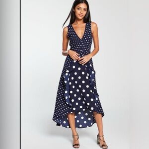 AX Paris Navy Polka Dot High Low Dress